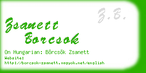 zsanett borcsok business card